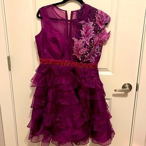 Custom stitched prom dress, size- medium, purple color, organza material
